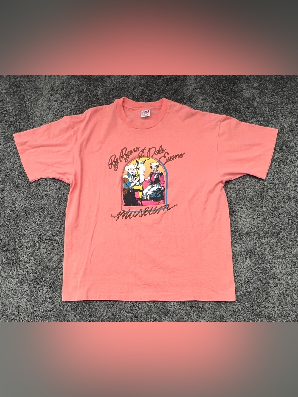 Vintage Roy Rogers Dale Evans Museum T-Shirt Men’s 2XL Pink Peach Made In USA